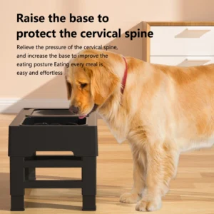 Elevated Dog Food Slow Feeder 4 Adjustable Heights Raised Dog Bowl Stand with Stainless Steel Bowls Anti Slip Dog Water Bowl