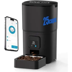 2.4G WiFi Automatic Cat Feeder with APP Control for Remote Feeding 6L Capacity and 25Cup Storage Detachable Design for Easy Cle