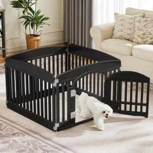 6-Panel 24-Inch Portable Pet Playpen, Indoor Outdoor Fence for Small to Medium Dogs, Easy Clean Black